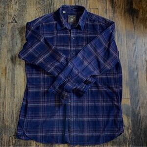 Orvis Flannel Mens Large Lodge Plaid Blue & Orange Hunting, Fishing or Casual